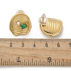 Brass & Glass & Plastic Stud Earrings&nbsp;EJEW-D302-03G-04