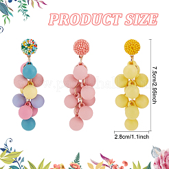 3 Pairs 3 Colors Candy Color Acrylic Cluster Dangle Stud Earrings&nbsp;EJEW-FI0001-18