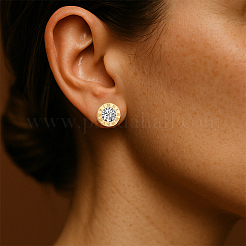 8Pcs 2 Colors 304 Stainless Steel Flat Round Stud Earrings&nbsp;EJEW-GO0003-12