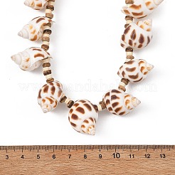 Ocean Natural Spiral Shell & Coconut Beaded Necklaces&nbsp;NJEW-JN06303