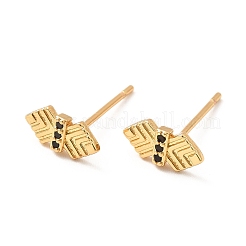 Black Cubic Zirconia Bowknot Stud Earrings&nbsp;EJEW-F281-28G