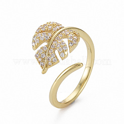 Brass Micro Pave Clear Cubic Zirconia Cuff Rings&nbsp;RJEW-Q164-014-NF