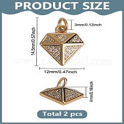 2Pcs Brass Micro Pave Cubic Zirconia Charms&nbsp;ZIRC-LP0001-56
