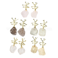 Brass Nuggets Dangle Stud Earrings&nbsp;EJEW-D345-01G