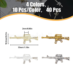 40Pcs 4 Colors Punk Style Zinc Alloy Rhinestone Cabochons&nbsp;MRMJ-HY0001-17
