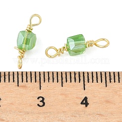 Glass Faceted Cube Connector Charms&nbsp;KK-C097-10G-01