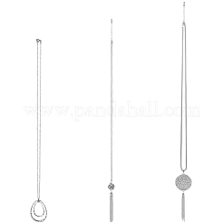 3Pcs 3 Styles Alloy Teardrop Disc Knot Pendant Long Necklace Sets&nbsp;NJEW-WH20050-01P