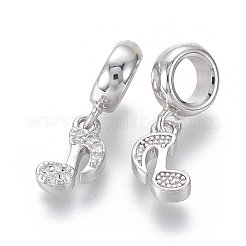 Brass Micro Pave Clear Cubic Zirconia European Dangle Charms&nbsp;X-ZIRC-G153-06P