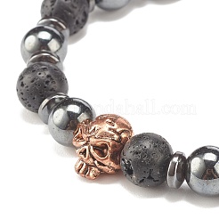 4Pcs 4 Color Natural Lava Rock & Synthetic Hematite Stretch Bracelets Set&nbsp;BJEW-JB07881