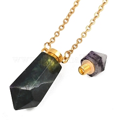 1Pc Natural Fluorite Faceted Hexagonal Prism Perfume Bottle Pendant Necklaces&nbsp;NJEW-FH0001-24