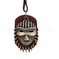 Easter Vintage Alloy with Imitation Leather Tribal Mask Pendant Necklaces&nbsp;FS-WG7B4BC-01