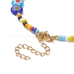 Natural Pearl & Millefiori & Seed Glass Beaded Necklace for Women&nbsp;NJEW-JN04160