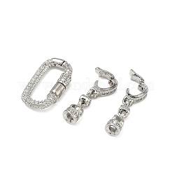 Brass Micro Pave Clear Cubic Zirconia Fold Over Clasps&nbsp;KK-G557-14P