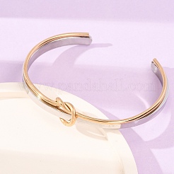 Duo Tone 304 Stainless Steel Knot Open Cuff Bangles for Women&nbsp;SA-CBA2192-05GP-02