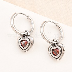 316 Surgical Stainless Heart Hoop Earrings&nbsp;EJEW-C160-16