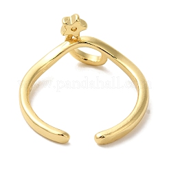 Star Rack Plating Brass Open Cuff Finger Rings for Women&nbsp;RJEW-L123-012G