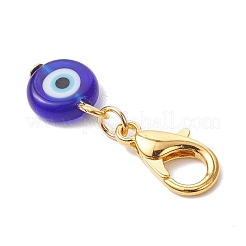 10Pcs Flat Round Handmade Evil Eye Lampwork Pendant Decorations&nbsp;HJEW-JM03489-05