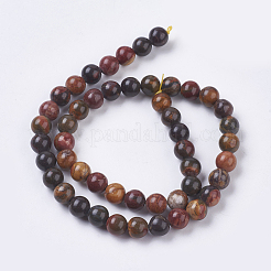 Natural Polychrome Jasper/Picasso Stone/Picasso Jasper Beads Strands&nbsp;G-E468-C01-6mm