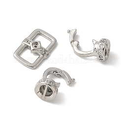 Brass Pave Clear Cubic Zirconia Fold Over Clasps&nbsp;KK-M320-16P