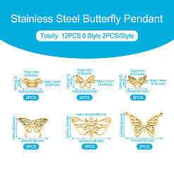12Pcs 6 Styles 201 & 304 Stainless Steel & Stainless Steel Connector Charms&nbsp;STAS-TA0001-86