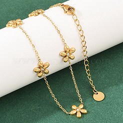 Flower 304 Stainless Steel Rhinestone Necklaces & Stud Earrings Sets for Women&nbsp;SJEW-K003-02G