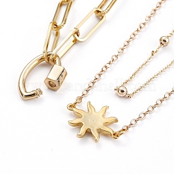 Double Layer Necklaces & Paperclip Chain Necklaces Sets&nbsp;NJEW-JN02751
