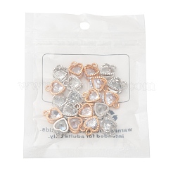 20Pcs 2 Colors Valentine's Day Theme Heart Alloy Micro Clear Cubic Zirconia Charms&nbsp;ZIRC-FS0001-01