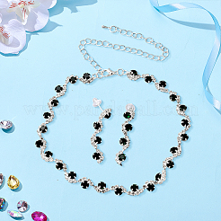 2 Sets 2 Colors Alloy Rhinestone Necklaces & Stud Earrings Sets&nbsp;SJEW-GO0001-10A