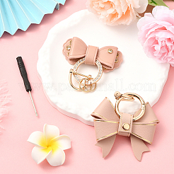 2Pcs 2 Styles PU Leather Bowknot Pendant Decoration&nbsp;HJEW-SP0001-23A