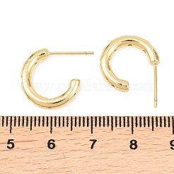 C-Shaped Brass Clear Cubic Zirconia Stud Earrings&nbsp;EJEW-A156-10A-G