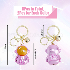 6pcs 3 Colors Acrylic Spaceman Pendant Keychain&nbsp;KEYC-DC0001-10