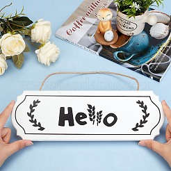 Hello Sign Natural Wood Door Hanging Decoration for Front Door Decoration&nbsp;HJEW-CN0001-01A