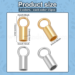 30Pcs 2 Colors Rhodium Plated 925 Sterling Silver Cord Ends&nbsp;STER-ME0001-41B