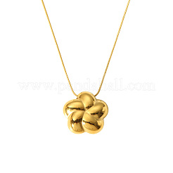 304 Stainless Steel 5-Petal Flower Pendant Necklaces for Women&nbsp;WG98353-01