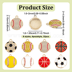 32Pcs 8 Styles Alloy Enamel Pendants&nbsp;FIND-UN0007-57
