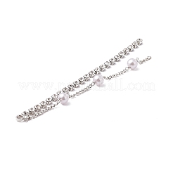 Brass Rhinestone Cup Chain & CCB Pearl Beaded Tassel Big Pendants&nbsp;LS-KK-A167-06P