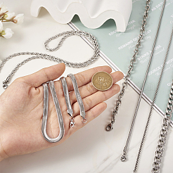 6Pcs 6 Styles Stainless Steel Cable & Snake & Rope & Box Chain Necklaces Set for Men Women&nbsp;NJEW-TA0001-14