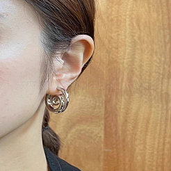 1 Pair Brass Swirl Hoop Earrings for Women&nbsp;EJEW-LP0007-053