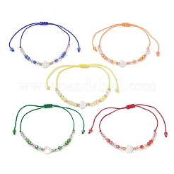 Adjustable Glass &  Natural Trochid Shell Beads Braided Bead Bracelets&nbsp;BJEW-MZ00322