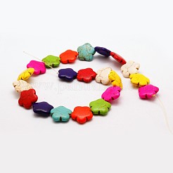 Flower Synthetic Turquoise Beads Strands&nbsp;X-TURQ-I021-15mm-02