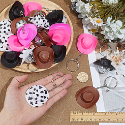 24Pcs 8 Styles Cowbody Hat and Disco Ball Plastic with Glass Keychains&nbsp;KEYC-PH01624
