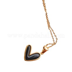 304 Stainless Steel & Resin Heart Pendant Necklaces for Women&nbsp;FS-WGD5530-04