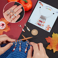 Autumn Theme Acrylic Beaded Locking Stitch Markers&nbsp;HJEW-PH01753
