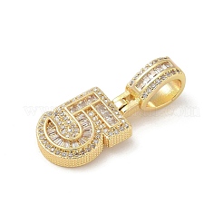 Brass Clear Cubic Zirconia European Dangle Charms&nbsp;LS-KK-R003-01G-05