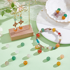 40Pcs 5 Colors Natural Golden Silk Jade Beads&nbsp;G-PH0002-82