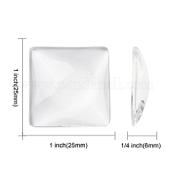 Transparent Glass Square Cabochons&nbsp;GGLA-A001-25mm