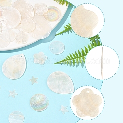 56Pcs 5 Styles Natural Capiz Shell Pendants&nbsp;SHEL-FS0001-08