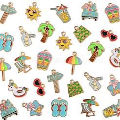 28Pcs 14 Styles Beach Holiday Theme Alloy Enamel Pendants&nbsp;ENAM-FS0003-35