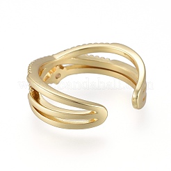 Brass Micro Pave Clear Cubic Zirconia Cuff Rings&nbsp;RJEW-K232-13G