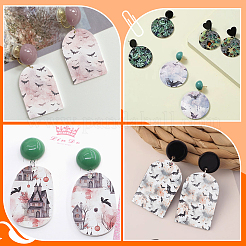 5Pcs 5 Styles Halloween Bat Pattern Ceramics Clay Water Transfer Paper&nbsp;AJEW-UN0002-61